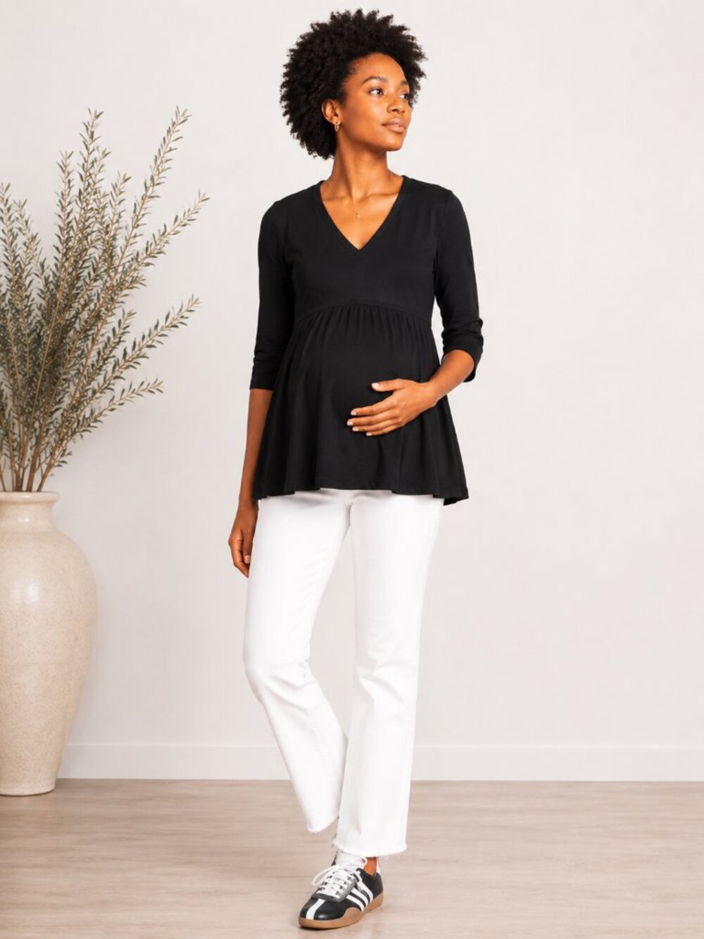 RIPE Maternity Peplum Top Black Large A Pea in the Pod